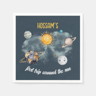 Verjaardag in de ruimte Galaxy Sun Moon Stars Plan Servet