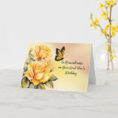 Verjaardag in herinnering Gele rozen met Monarch Kaart (Gele Bloem)