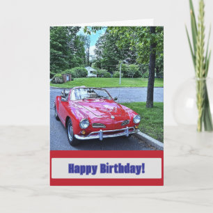 Verjaardag in Vintage Rode Auto Kaart