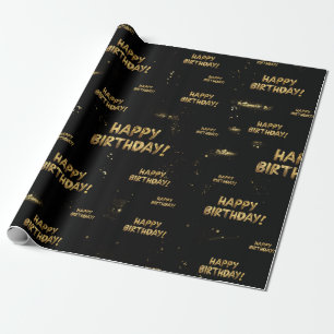 Verjaardag Inpakpapier Goud Zwart Trendy Modern