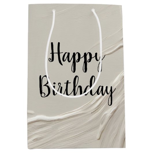 Verjaardag Ivoor Abstract gestructureerd ontwerp Medium Cadeauzakje (Voorkant)