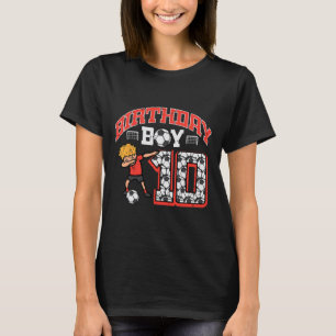 Verjaardag Jongen 10 Voetbal Dab 10e Verjaardag Pa T-shirt