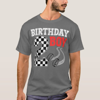 Verjaardag Jongen 2e Verjaardag Racing Flag 2 Bday T-shirt