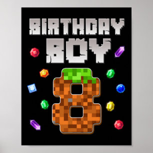 Verjaardag Jongen Kinder 8e Verjaardag 8 Jaar Oude Poster