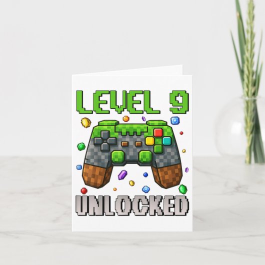 Verjaardag Jongen Level 9 Ontgrendeld 9e Verjaarda Kaart (Voorkant)