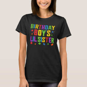 Verjaardag Jongen Lil Zuster Blokken Meester Brick T-shirt