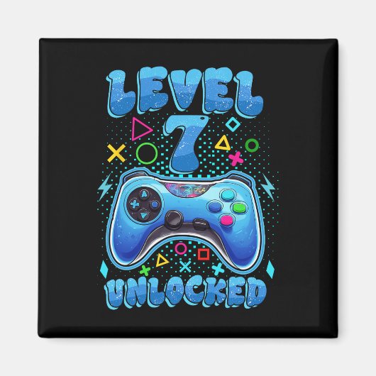 Verjaardag Jongen Niveau 7 Unlocked Video Gamer Ve Magneet (Voorkant)
