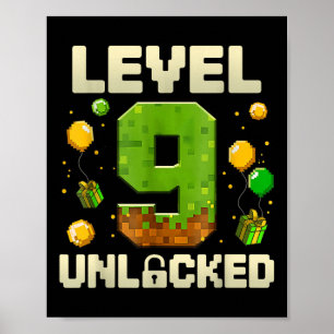 Verjaardag Jongen Shirt Niveau 9 Ontgrendeld 9e Ve Poster