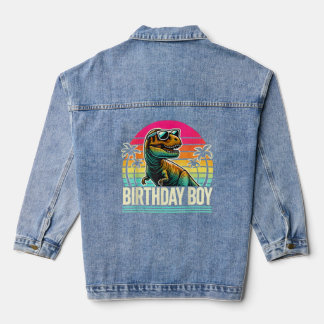 Verjaardag Jongen T-Rex Retro Sunset Cool  Tri-B Denim Jacket