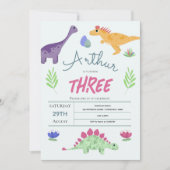 Verjaardag Jongens Schattige Blauwe Jungle T-Rex D Kaart (Voorkant)