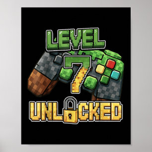Verjaardag Jongens T-shirt Level 7 Ontgrendeld 7e Poster