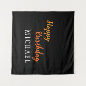 Verjaardag Jouw Naam Minimalistisch Persoonlijk Mo Wandkleed (Voorkant (horizontaal))