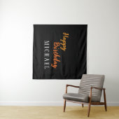 Verjaardag Jouw Naam Minimalistisch Persoonlijk Mo Wandkleed (In Situ (horizontaal))