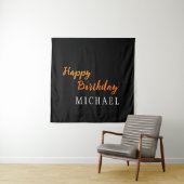 Verjaardag Jouw Naam Minimalistisch Persoonlijk Mo Wandkleed (In situ)