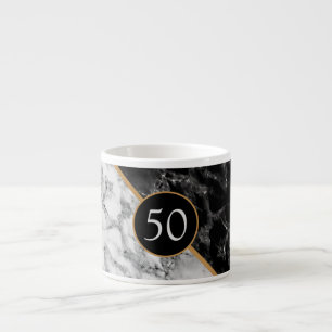 Verjaardag Jubileum Mok Geschenk Zwart Wit Marmer