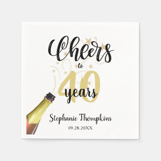 Verjaardag JUICHEN TOT JAREN Zwart Goud Script Servet (Voorkant)