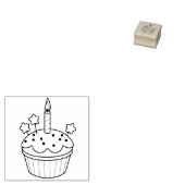 Verjaardag Kaars Cupcake 1x1 Rubberstempel (Gestempeld)
