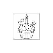 Verjaardag Kaars Cupcake 1x1 Rubberstempel (Afrduk)