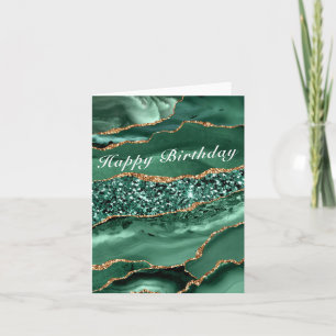 Verjaardag Kaart Agaat Groen Goud Glitter Smaragd