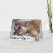 Verjaardag Kaart & Cat: Wakker worden voor een gel (Voorkant)