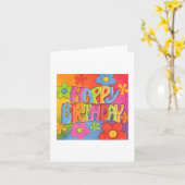 Verjaardag Kaart Flower Power Style (Gele Bloem)