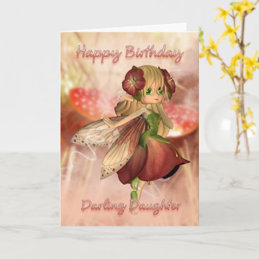 Verjaardag Kaart met aardbeien & crème Fai (Gele Bloem)