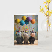 Verjaardag Kaart met ballonnen (Gele Bloem)