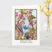 Verjaardag Kaart met Blue Parrot (Gele Bloem)