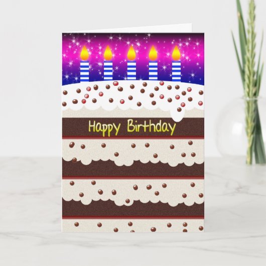 Verjaardag Kaart met chocoladetaart (Voorkant)