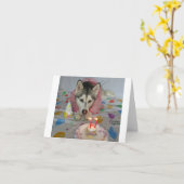 Verjaardag Kaart met een schattige hond (Gele Bloem)