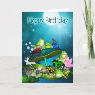 Verjaardag Kaart met Fantasy Frogs - Hoppy Birthda