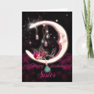 Verjaardag Kaart met Fantasy Moon Fairy