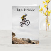 Verjaardag Kaart: Met Guy het doen van Bike Trick Kaart (Gele Bloem)