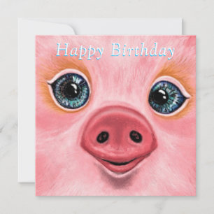 Verjaardag Kaart met Happy Baby Pig - Smile