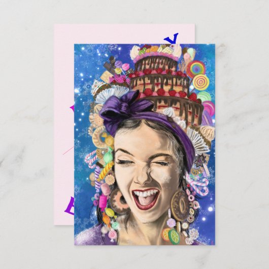 Verjaardag Kaart met Happy Woman - Funny (Voorkant / Achterkant)