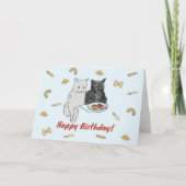 Verjaardag Kaart met kat en pasta (Voorkant)