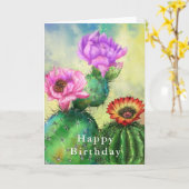 Verjaardag Kaart met mooie Cactus Flowers (Gele Bloem)