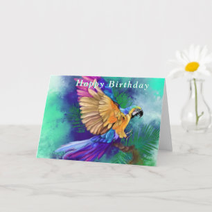 Verjaardag Kaart met mooie kleur Parrot