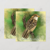 Verjaardag Kaart met Sparrow (Voorkant / Achterkant)