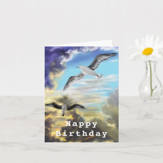 Verjaardag Kaart met vliegende vogels (Kleine Plant)