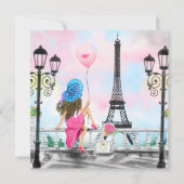 Verjaardag Kaart met vrouw in Paris Eiffeltoren (Achterkant)