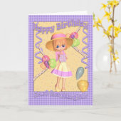 Verjaardag Kaart - Schattige Little Gi (Gele Bloem)