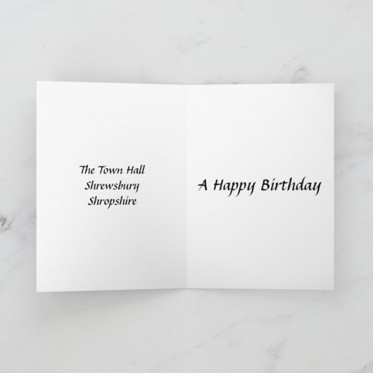 Verjaardag Kaart - Town Hall, Shrewsbury, Shropshi (Binnen)