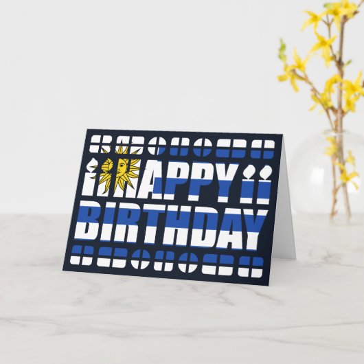 Verjaardag Kaart Uruguay Flag (Gele Bloem)