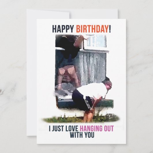 Verjaardag Kaart virale video dames venster vallen (Voorkant)