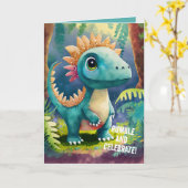 Verjaardag Kaart voor Kids Who Love The dinosaurs  (Gele Bloem)