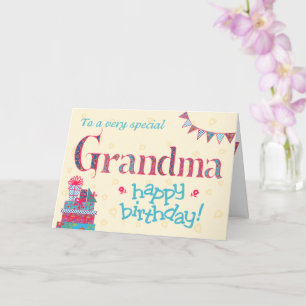 Verjaardag Kaart voor Oma, Bunting, Geschenken