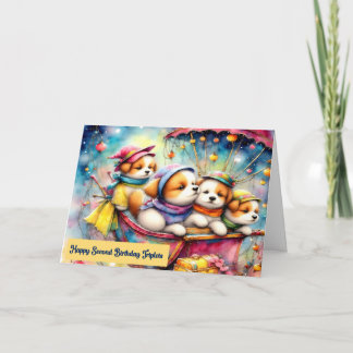 Verjaardag Kaart voor Triplets Tweede Verjaardag