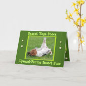 Verjaardag Kaart w / Funny Basset Hound Yoga Poses (Gele Bloem)