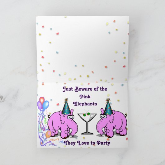 Verjaardag Kaart w / Roze olifanten die graag fees (Binnen)